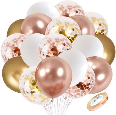 China Wedding Party Decoration Rose Gold Confetti Latex Balloons 60 PCs 12 inch White Gold Party Metallic Balloon for Birthday Wedding Bridal Shower Decor for sale