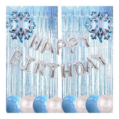 China Frozen Party Decorations Girl Birthday Party Decorations Supplies For Adults Blue Snowflake Latex Balloons Foil Curtains Party Backdrops Decor for sale