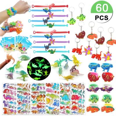 China 6 Different Styles for 10 Guests 60pcs Dinosaur Party Favors for Kids Birthday Gift Glow in the Dark Mini Dinosaur Toy Prizes Carnivals Goodie Bag Fillers for sale