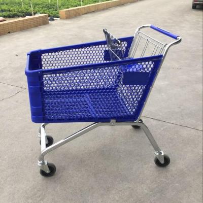 China Unveiling MOQ 100 PCS 180L Style European Supermarket Plastic Shopping Trolley With Chrome Plating Metal Frame for sale