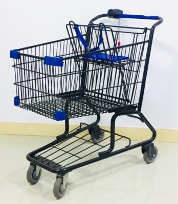 China Unveiling MOQ 50 PCS 100L American Style Supermarket Grocery Metal Shopping Carts With Coin Lock for sale