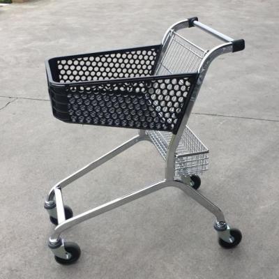 China MOQ 500 PCS 50L Durable European Style Plastic Shopping Trolley Cart With Plastic Basket And Metal Frame for sale