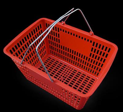 China MOQ 100 PCS 28L and 30L supermarket plastic hand basket, grocery shopping plastic basket CS-PW605B for sale