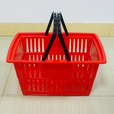 China New Wholesale MOQ 100 PCS 21L Folding Plastic Shopping Market Carry Hand Basket CS-PW610 for sale