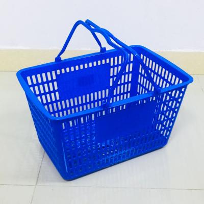 China MOQ 100 PCS CS-PW605B 28L And 30L Supermarket Pharmacy Plastic Two Handles Shopping Hand Basket for sale