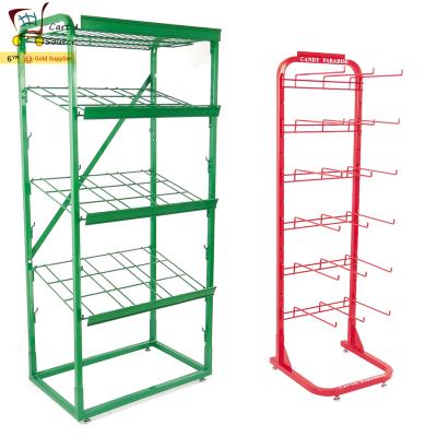 China 6 layers metal display racks for groceries, six layers shelf with hanging racks CS-M003 for sale