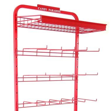 China Promotional Double Sided Supermarket Grocery Metal Metal Rack With Candy, 6 Layers Metal Display Rack With Hanging Hooks for sale