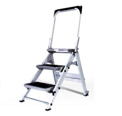 China American family of folding ladders MOQ 20 PCS use multifunctional aluminum folding 3 step ladders with handrail, household ladder for sale