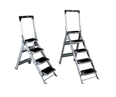 China MOQ 200 PCS USA Folding Ladders Family Use Household 5 Step Multifunctional Aluminum Ladder With Tray, Handrail Folding Ladder With Pulleys for sale