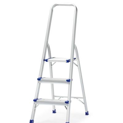 China MOQ 20 PCS Folding Ladders Household Aluminum 3 Step Ladder With Handrail for sale