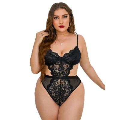 China MODENA 2022 summer 95% polyester plus size women's clothing lace up deep V perspective sexy women lingerie for sale