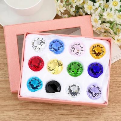 China Wholesale 30mm 12pcs/box Clear Crystal Wedding Souvenirs Paperweight Crystal Wedding Favors Crystal Diamond For Europe for sale