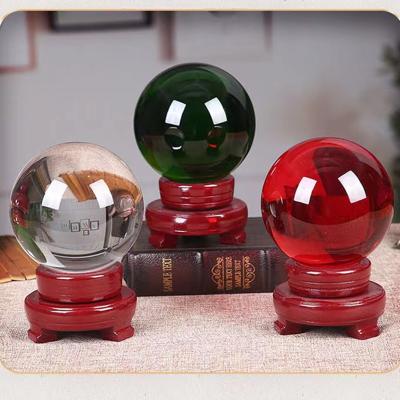 China Clear China 100mm Crystal Glass Ball Lens Photography Sphere Feng Shui Ball Globe Balls With Stand Art Decor Mascot Ornaments Home for sale