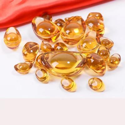 China China Wholesale Yellow 20mm Crystal Glass Gold Ingots Paperweight Lucky Home Decoration Family Fashion Gift Chinese Feng Shui for sale