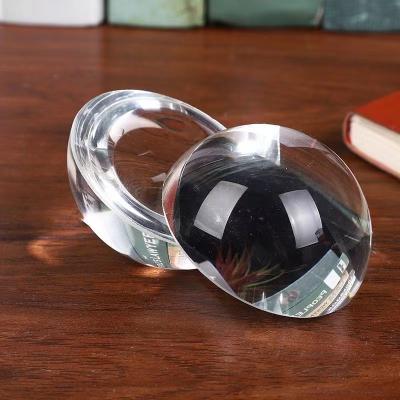 China China Wholesale Crystal Hemisphere Glass Half Ball Paperweight Quartz Sphere Magnifiers Ball Home Decoration Semi Ornaments Figurines for sale