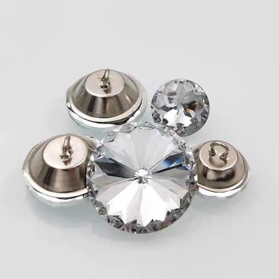 China Wholesale Decorative Acrylic Knob Sofa Headboard Button Wall Furniture Crystal Glass Stone Upholstery Round Nickel Free For Furniture for sale