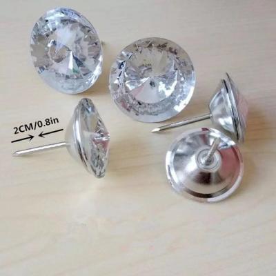 China Wholesale Acrylic Nails 18/20/25/30mm Nickel Free Crystal Buttons Upholstery Nail Stud Sofa Bed Headboard Decor Furniture Rhinestone for sale