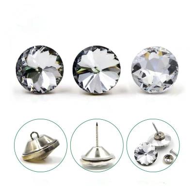 China Factory direct sales nickel free clear crystal glass diamond sofa button for upholstery headboard wall styling velvet chair for sale