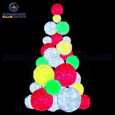 China Colorful Square Iron Frame Christmas Tree Light Christmas Ball Lights For Holiday Decoration Light for sale