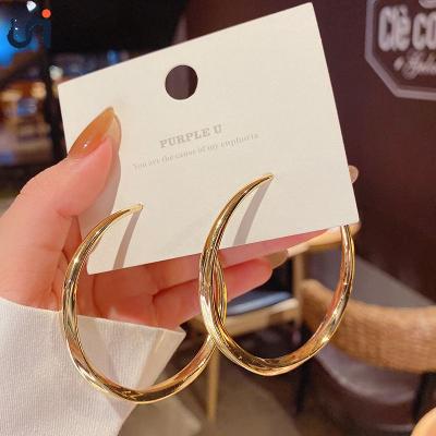 China Nickel Plated Trendy Chunky Big Circle Hoop Earrings S925 Sterling Silver Needle Round Vintage 2021 Fashion UNIQUE Lead Free Jewelry 18k Gold for sale