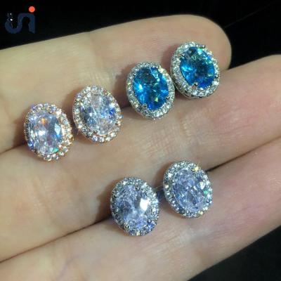 China 2021 UNIQUE TREND trendy jewelry Diamond Earring Rose Gold Plated classic stud earrings for women shiny zircon oval earring for sale