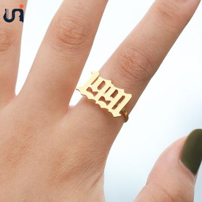 China Fashion UNIQUE Go Party 2021 Fashion Ring Stainless Steel Gold Rings Custom Number Ring for sale