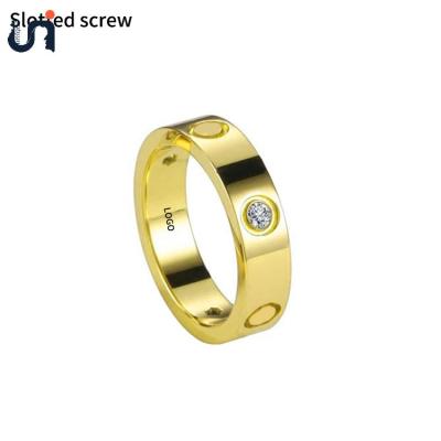 China Stocked UNIQUE Create Sales High Quality Luxury Brand Jewelry For Women Couples Titanium Stainless Steel Diamond Classic Screw Love Ring for sale