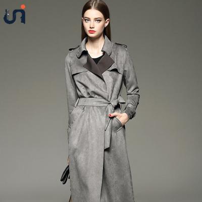 China Autumn And Winter New Arrivals UNIQUE Women's Breathable Ditch Coat Suede Trench Coat for sale