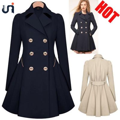 China UNIQUE Women's Breathable Double Breasted Lapel Slim Ditch Coat Jacket for sale