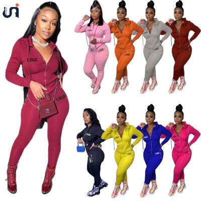 China Custom Logo Women UNIQUE QUICK DRY 2 Piece Sweatshirt Hoodie Casual Long Sleeve Two Piece Pants Set Tracksuit Gym Sport Jogging Suit for sale