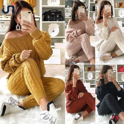 China UNIQUE Women's Sweater Multicolor Suit Sweater Comfortable Solid Color Women Anti-Shrink Knit Sweater Sets Women for sale