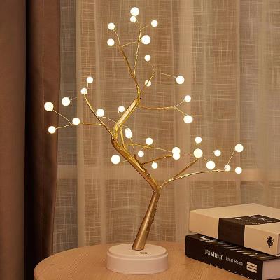 China New European Korean Firefly Firefly Room Small Led Tree Bead Table Lamp Copper Wiring Decorative Lamp for sale