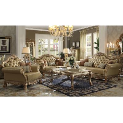 China Classic Canadian Leather Sofa Set (Other) Antique Gold Adjustable With Diamond-sudded Style for sale