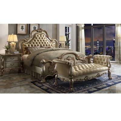 China New Arrival European Style Adjustable Antique Wooden Genuine Leather Bedroom Furniture Set (Other) for sale