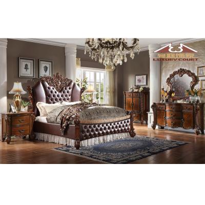 China (Other) Latest Royal And Classic Carved Wooden King Designed Adjustable Size Bedroom Furniture Set for sale