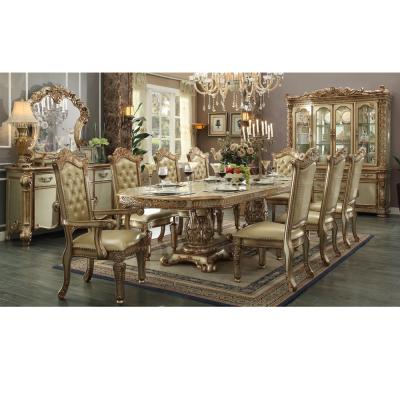 China (Other)Adjustable Gold and Rose Gold 8 Seats Luxury Antique Event Dining Table Furniture for sale