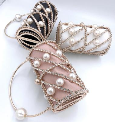 China Fashion Evening Diamonds Basket Clutch Bags Women 2021 Hollow Out Combine Handbags and Cage Purses Ladies Dinner Metallic Fashion for sale