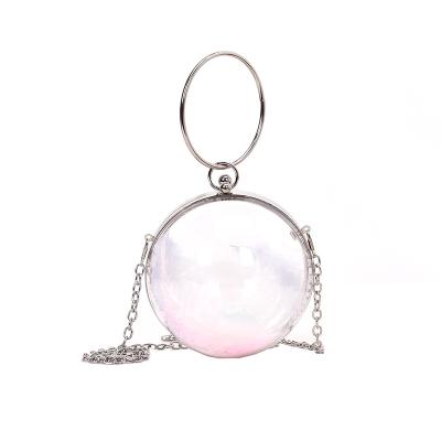 China Fashion Women Circle Purse Messenger Bag Acrylic Chain Transparent Cross - Body Bags Round Totes Money Purse Phone Key Bags for sale