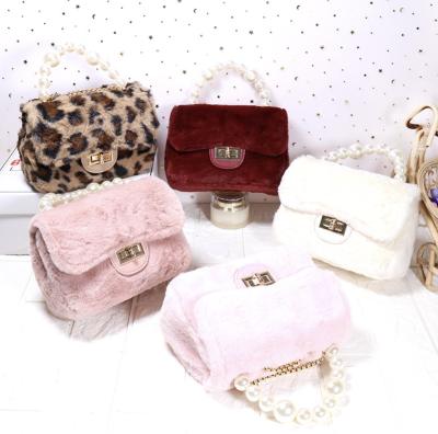 China Fashion Kids Mini Fluffy Purse and Cross 2021 - Purse Faux Fur Body Bags for Babies Coin Pouch Party Cute Small Purse Purse for sale