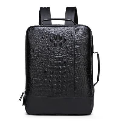 China Fashion Waterproof Women Backpack College Daily Female Crocodile 3d Bags Genuine Leather Backpack for sale