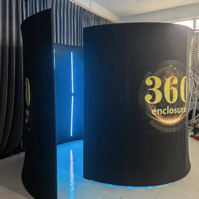 China Portable 360 ​​Photo Booth Party Photo Booth Backgrounds High Quality Green Spiral Screen Enclosure Backgrounds With Led Light for sale