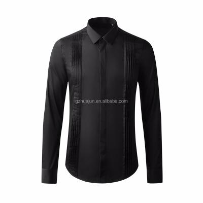 China New Men's Anti-Wrinkle Shirt Banquet Dress Plaid Cotton Warm Long Sleeve Men's Formal Occasion Shirt for sale