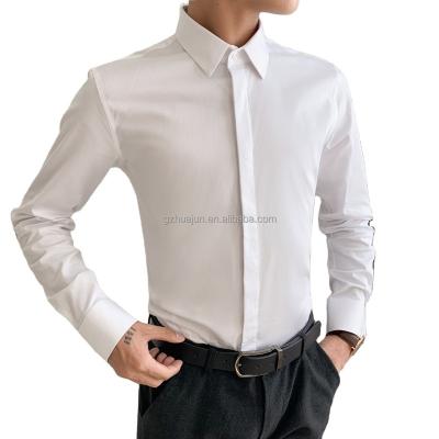 China Anti-wrinkle autumn new men's long-sleeved shirt simple printing men's youth shirt for sale