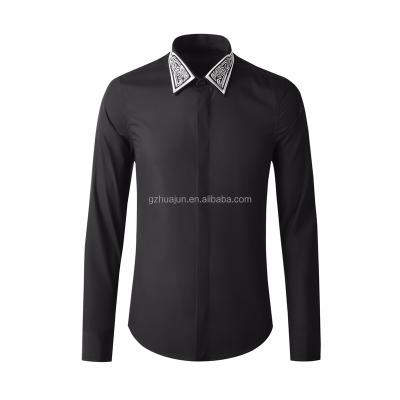 China Brand New Anti-Wrinkle Shirt Men's Formal Wear Shirt Men's Business Casual Long Sleeve Bow Tie Embroidery Design Men's Formal Wear for sale