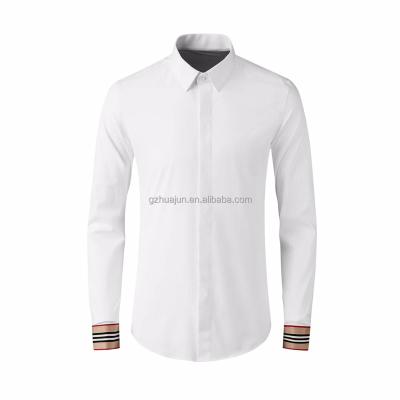 China Anti-wrinkle high quality men's long sleeve business shirt cuff design striped men's formal shirt for sale