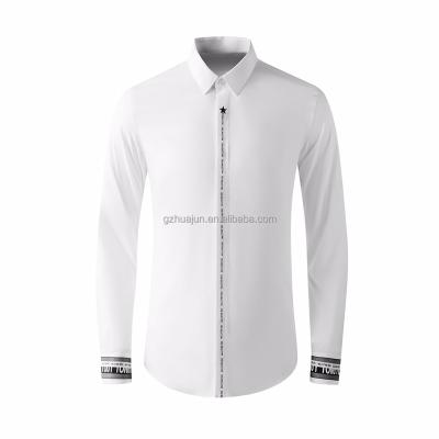 China New Long Sleeve Business Anti-wrinkle Cotton Shirt Slim Fit Printed Handsome Adult Men Shirt for sale