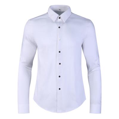 China Standard-Fit Custom Print Fashion Men's 100% Cotton Anti-Wrinkle White Shirts For Business Office for sale