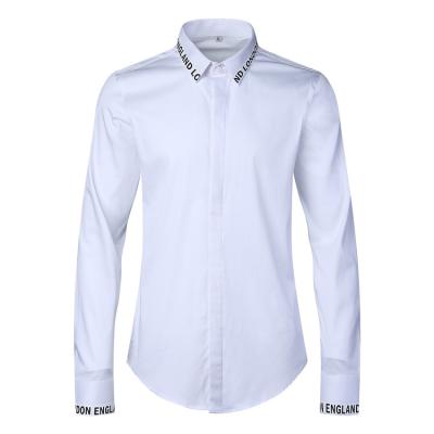 China Regular Fit Anti-wrinkle Daily Wearing Smooth And Comfortable 100% Polyester Mens Long Sleeve Shirts for sale