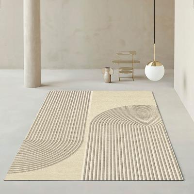 China Stain Resistant Japanese Simple Line Milk Tea Style Home Bedroom Bedside Rug Tea Table Sofa Style Decorative Living Room Rug Pad for sale