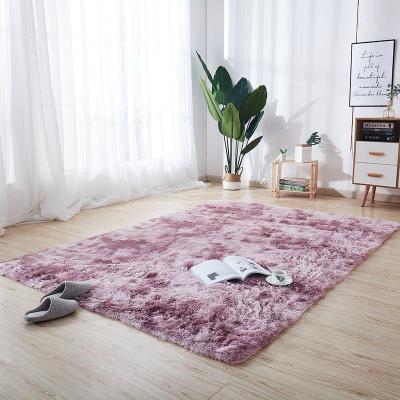 China Stain Nordic Changing Plush Carpet Tie Dyed Rug Single Color Resistant Bedroom Bedside Carpet Office Living Room Rug for sale